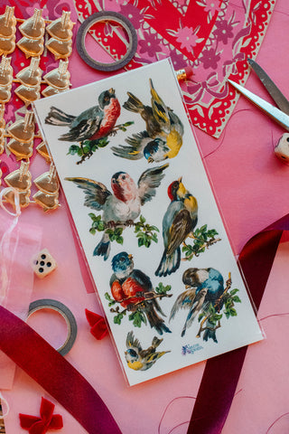 Vintage Victorian Style Colorful Songbird Stickers