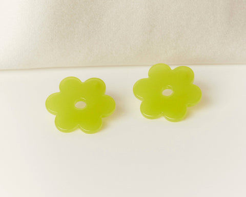 Small Lime Green Acetate Daisy Earrings