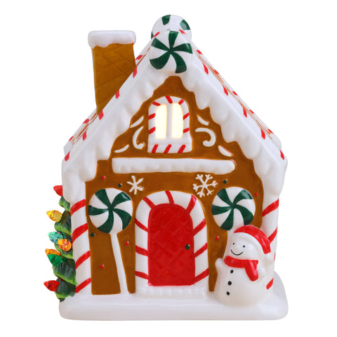Nostalgic Gingerbread House - Brown with Snowman