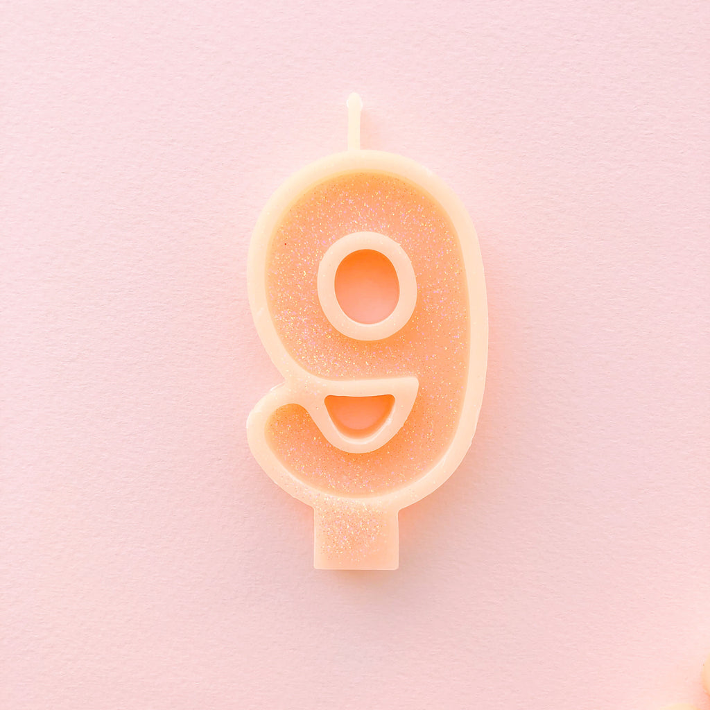 Peach Glitter Number Candles