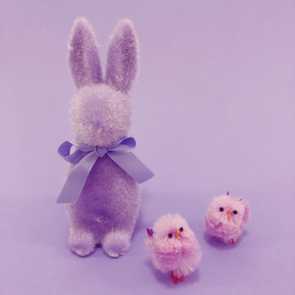 Fuzzy Bunny with Bow - Lavender