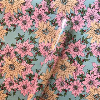 Pink Poinsettias Gift Wrap - Holiday 2019