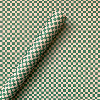 Green and Eggnog Checkerboard Gift Wrap - Holiday 2021