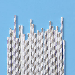 Silver Stripe Foil Straws