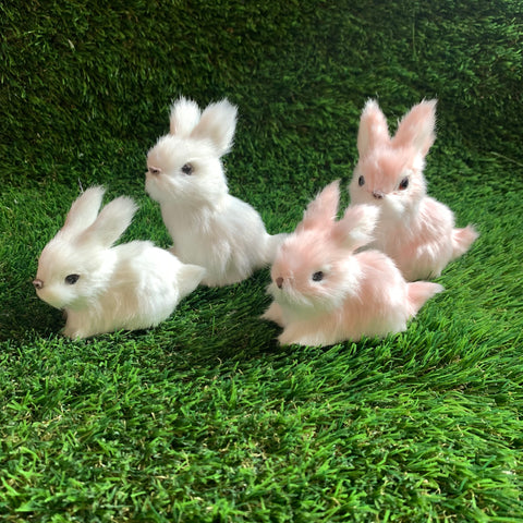 Furry Bunny Friends -White and Pink
