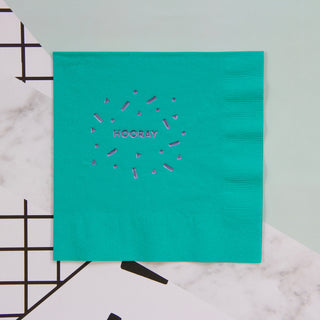 Hooray Foil Napkins - Teal