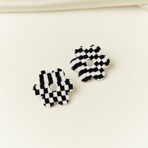 Small Checkerboard Acetate Earrings