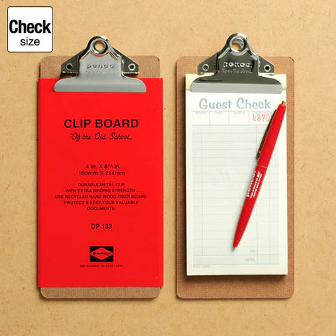 Old School Clipboard - Check Size with Silver Clip