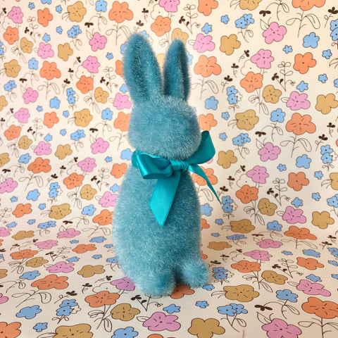 Fuzzy Bunny with Bow - Aqua Blue